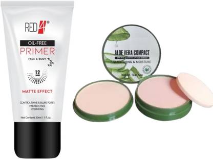 RED4 Face aloevera compact and face oil free longlasting primer combo offer Primer  - 30 ml