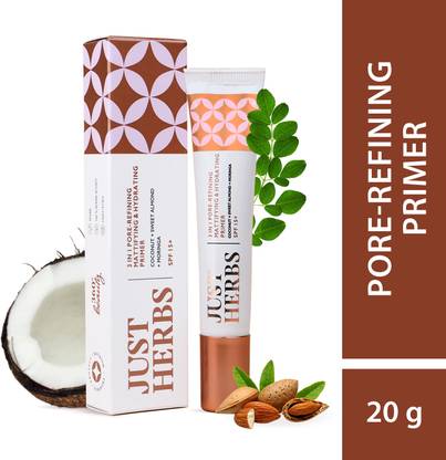 Just Herbs 3 in 1 Pore-Refining Primer for Face Makeup- Normal, Oily, Dry &Combination Skin Primer  - 20 g