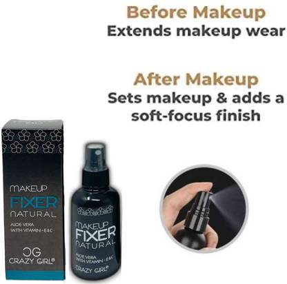 Crazy girl Fix & Glow Waterproof After Makeup Setting Fixing Shimmer Fixer Face Spray Mist Primer  - 100 ml