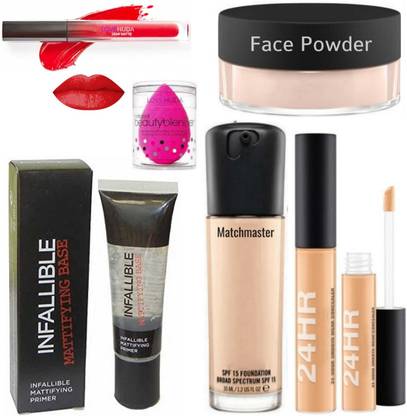LOVE HUDA Professional Waterproof Foundation, Lipstick, Face Powder, Concealer, Blender & Primer  - 100 ml