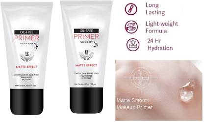 HUZURLU HD FINISH OIL FREE & HYDRATING FACE & BODY PRIMER PACK OF 2 Primer  - 60 ml
