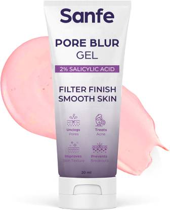 Sanfe Pore Blur Gel | Primer Finish Plus | 2% Salicylic Acid and Hyaluronic Acid Primer  - 20 ml