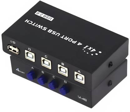 Octec 4x1 4-Port USB 2.0 Switch Hub - USB Sharing Switch for Printers Ethernet Print Server
