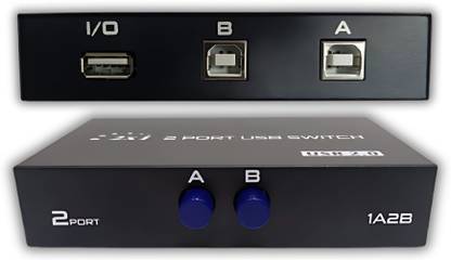 Octec 2x1 2-Port USB 2.0 Switch Hub USB Sharing Switch for Printers Ethernet Print Server