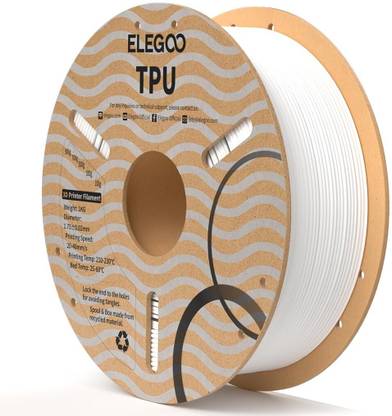 Elegoo TPU 3D  1.75mm White 1KG, 95A Flexible Soft 3D Printing Printer Filament