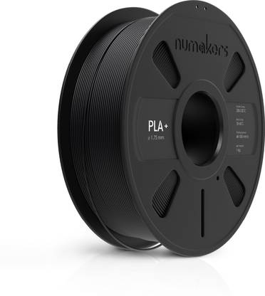 NUMAKERS PLA+ Filament, 1.75mm, Accuracy +/- 0.03 mm, 1 kg Spool(Pitch Black Color) 3D Printer Filament