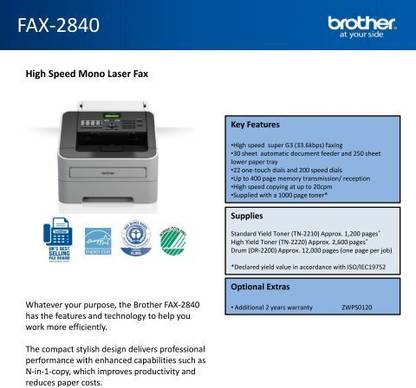 brother FAX 2840 MULTI FUNCTION PRINTER Multi-function Monochrome Laser Printer