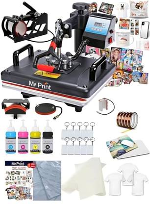 MY PRINT Heat Press 5 in 1 Combo With Meterial | All Product Listed In Discription Multi-function WiFi Color Thermal Transfer Printer