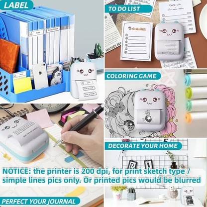5SUPREME SE-Pocket Printer Portable Mini Printer Bluetooth JHGY1 Multi-function Monochrome Label Printer with Voice Activated Printing Google Assistant