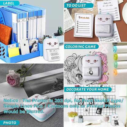 IMMUTABLE Portable Printer, Mini Wireless Bluetooth Thermal HCZ9 Multi-function Monochrome Label Printer