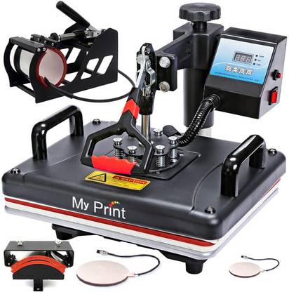MY PRINT Heat Press Machine 5in1 TShirt Printing | DTF | SUBLIMATION | 2D MOBILE COVER Multi-function Color Thermal Transfer Printer