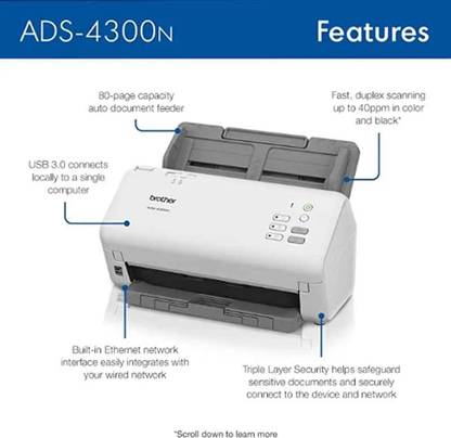 brother ADS-4300 N Document Scanner Multi-function Monochrome Laser Printer