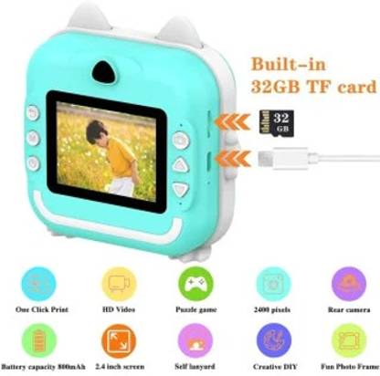 ENMORA Children diwali offer Q5 Kids Camera Instant Print Photo dsf7 Multi-function Monochrome Label Printer