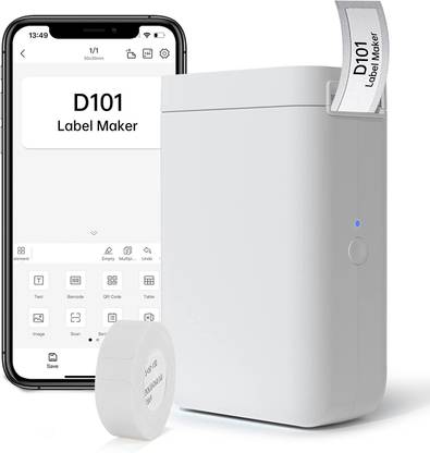 AUSHA Label Maker Machine D101 Bluetooth Label Maker with Tape, 12-25mm Print Multi-function Monochrome Thermal Transfer Printer