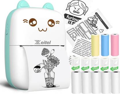 SERPLEX Mini Bluetooth Thermal Printer Portable Label Printer for Android and iOS Blue Single Function Monochrome Ink-Efficient Printer