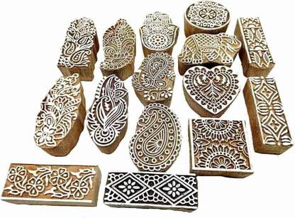 KNCrafts Wooden block printing stamps hand carved ( 2 to 3 inch ) Printing Blocks
