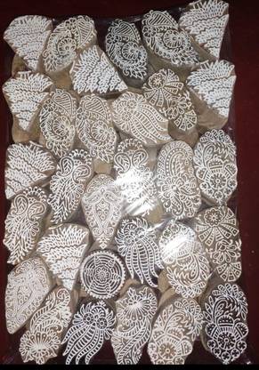 KN BlockWala ( set Of 25 ) Wooden block printing stamps Mehndi stamps Printing Blocks