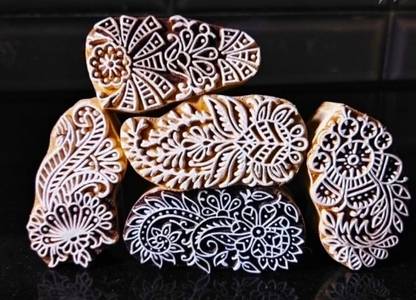 RB Exports Pattern and Aquatic wood print block Saree Border Printing Blocks