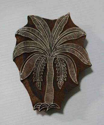 chapeywala Wooden Carved Palm Tree Stamp Printing Blocks