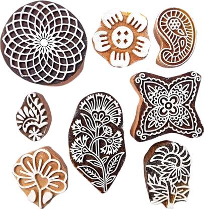 Kraftwala Wooden Printing Blocks DIY Art Craft Stamps for Henna (Mehndi) Printing Blocks
