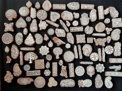 RB Exports Assorted Wooden Block Printing Stamps Printing Blocks