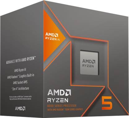 amd Ryzen 5 8500G 3.5 GHz Upto 5 GHz AM5 Socket 6 Cores 12 Threads 6 MB L2 16 MB L3 Desktop Processor  (Silver)