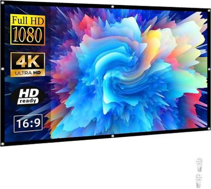 QUARSON 80 inch Projector Screen,4K 16:9 Portable Eyelet Premium Video Foldable screen Projector Screen (Width 177 cm x 100 cm Height)