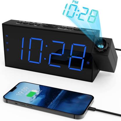 D & Y Alarm Clock for Bedroom,LED Digital Clock Projection on Ceiling Wall with USB Projector Screen (Width 4 cm x 8 cm Height)