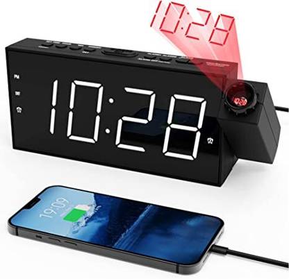 D & Y Digital Clock for Bedroom with Battery Backup,7”Large Display,USB Charger Projector Screen (Width 4 cm x 8 cm Height)