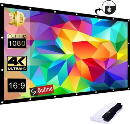 Spline 180 inch 4K 16:9 Portable Eyelet Foldable for Home Anti-Crease Indoor Outdoor Projector Screen (Width 398 cm x 224 cm Height)