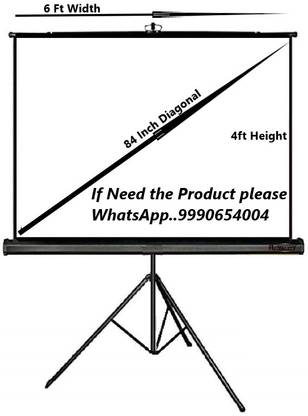 Moiz Tripod Stand Projector Screen (6 Ft. (Width) x 4 Ft. (Height) - 84" Inch) Diagonal in 4:03 Ratio Aspect, Ultra HD, 4K Technology, Active 3D Projector Screen (Width 182 cm x 121 cm Height)
