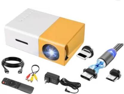 SNEH FASHION Mini built-in Speaker Projector & Magnetic Cable Projector Screen (Width 12 cm x 13 cm Height)