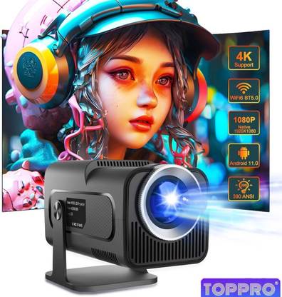 TOPPRO HY320 1GB/8GB FullHD Android 11 Projector WiFi 6/BT5 180° Rotation Auto Keystone (6000 lm / 1 Speaker / Wireless / Remote Controller) Portable Projector