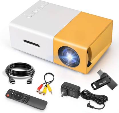 Offtrot Mini built-in Speaker Projector & 128gb Type C Pendrive Combo with (600 lm / 2 Speaker / Remote Controller) Portable Projector