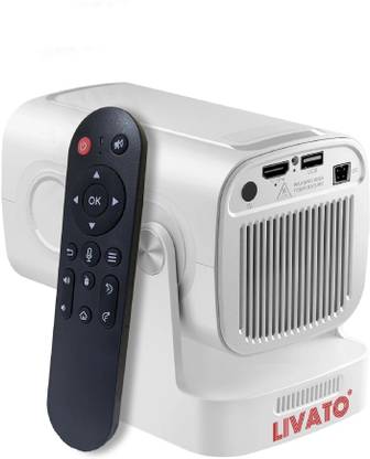 Livato HY260 Pro 4K Support Android 11 Auto Focus With Bluetooth Voice Remote Freestyle (8000 lm / 1 Speaker / Wireless / Remote Controller) Portable Projector