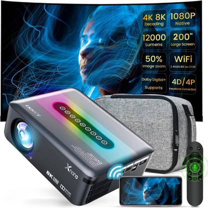 Garuda Store Xnano Android 9.0 Full HD 2/16GB 5G WiFi/BT 5.0 Voice Control & Bluetooth Remote (12000 lm / 1 Speaker / Wireless / Remote Controller) Portable Projector