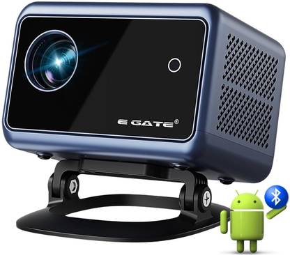 Egate i9 Pro Smart (12000 lm) HD 720p Native with 4K Ultra HD Support, Auto Keystone & Digital Focus, HDMI ARC, USB, WiFi Bluetooth, 600FC (Segment Brightest),Preloaded Apps, Android TV, 1GB-8GB, Automatic Projector