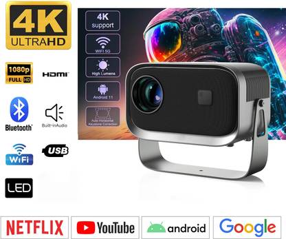 Projevox PX-14 Pro Android 9.0 1GB/8GB ROM, 250" Large Display 1080P FulHD,WiFi,Bluetooth (5000 lm / 1 Speaker / Wireless / Remote Controller) Portable Projector