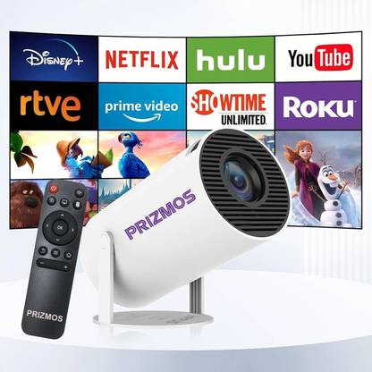 Prizmos HY300 Pro HD 1GB/8GB Android 11 Projector WiFi6 BT5.0 Auto Keystone (5000 lm / 1 Speaker / Wireless / Remote Controller) Portable Projector