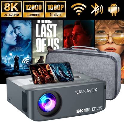 Projevox PX-1 Android 9.0 Full HD 2/16GB 5G WiFi/BT 5.0 Voice Control Remote 12000 Lumen (12000 lm / 2 Speaker / Wireless / Remote Controller) Portable Projector