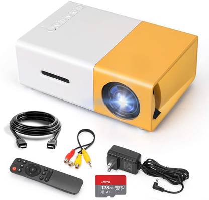 Mudo 3D Mini Full HD Film Projector For Home & Business With 128GB Memory Card (600 lm / Remote Controller) Portable Projector