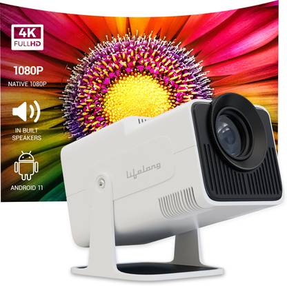 Lifelong LightBeam Pro (4500 lm) Portable 1080p Native with 4K Support, Android 11, Wi-Fi V6, Built-in-Apps (Netfilx, Prime, Youtube) Smart Projector