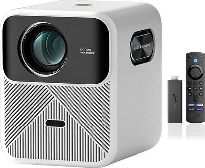 WANBO Mozart 1 + FTS (11000 lm / 2 Speaker / Wireless) Full HD Native 1080P, 4K HDR, 900 ANSI | HDMI ARC| Android 2G+32G | Auto (Focus + Keystone + Obstacle Avoidance) | Dust Proof | 16W Speaker | WiFi 6, BT Projector
