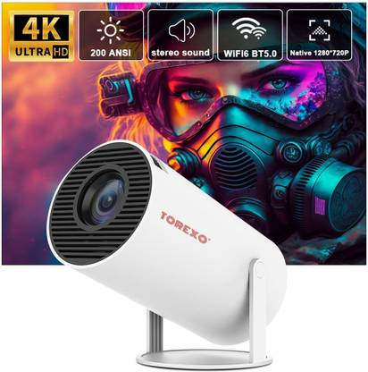 Torexo Sales HY300 1GB/8GB, HD Android 11 WiFi 6/BT 5.0 180 degree Rotation Auto Keystone (4500 lm / 1 Speaker / Wireless / Remote Controller) Portable Projector