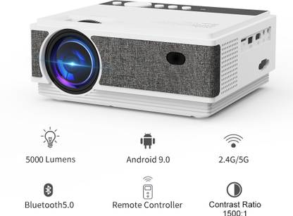 Livato Spark Full HD Android Projector With WiFi,Bluetooth,DKeystone,USB,AV,HDMI,VGA (5000 lm / 1 Speaker / Wireless / Remote Controller) Portable Projector