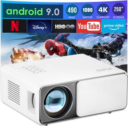 WZATCO Yuva Plus Android (6600 lm / 1 Speaker / Wireless / Remote Controller) Native 1080P Full HD 4K Supported 4D Digital Keystone, Bluetooth, Wifi, Android 9.0 490 ANSI Projector