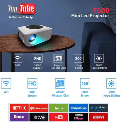 IBS HD WIFI YOUTUBE MIRACAST ACCESS 1080P Home Theater Multimedia Multi-Screen (4700 lm) Portable Projector