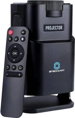 BITECHKART Android Projector|180° Rotatable|1GB RAM & 8GB ROM| WiFi6 & BT5.0|1080P 200 ANSI (6000 lm / 1 Speaker / Wireless / Remote Controller) Portable Projector