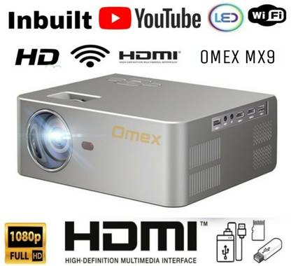 Omex MX9 Miracast YouTube Koala Tv App Wifi Smart Home Theater Led Projector (2500 lm / 2 Speaker / Wireless / Remote Controller) Portable Projector