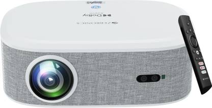 ZEBRONICS ZEB-PIXAPLAY 28 (18000 lm) 1080p FHD, 508 cm Screen, Dolby Audio, Auto Focus, Auto Keystone, HDMI (ARC), Miracast, Dual Band, 30,000 Hour Lamp Life, OTT Apps Support : Netflix, Amazon Prime, YouTube Smart Projector